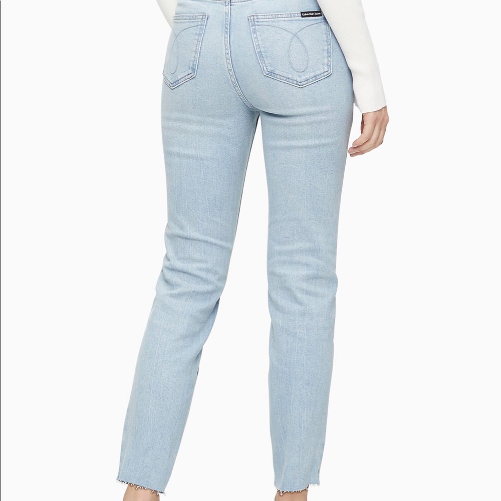 New - Size 32 - NWT Calvin Klein High Rise Straight Leg Raw Hem Ankle Jeans 90…